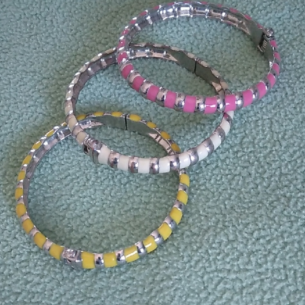 Loft Silver, Pink, White, and Yellow Bracelet Set